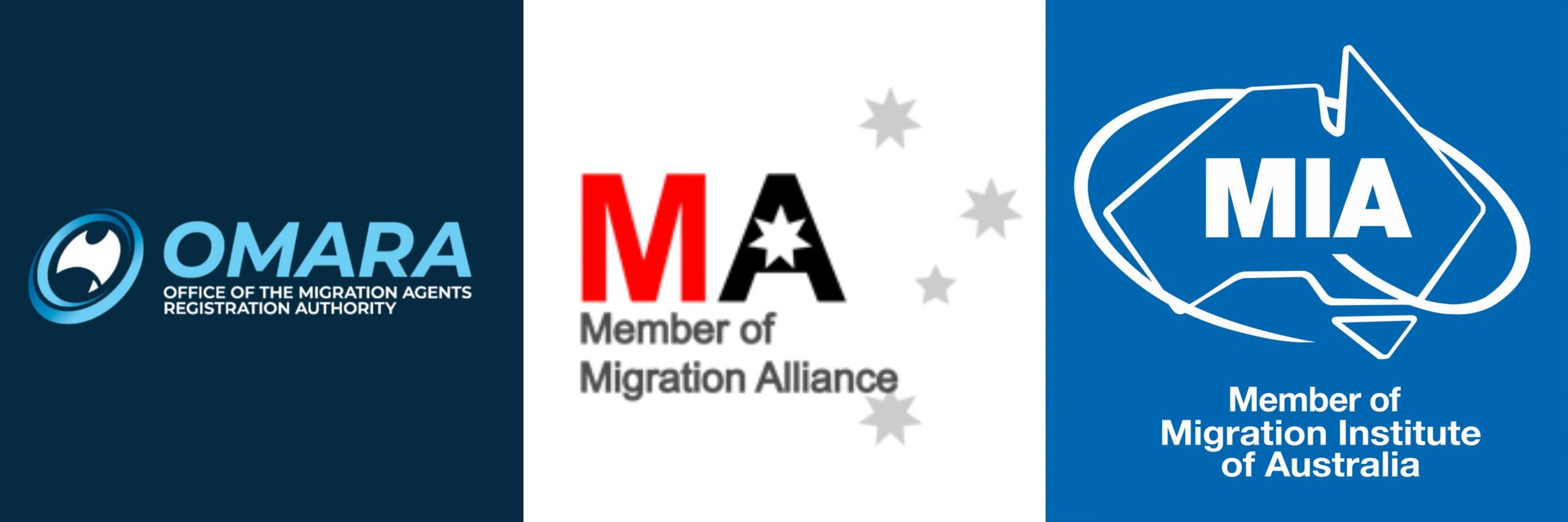 OMARA, Migration Alliance, and Migration Institute of Australia accreditation marks